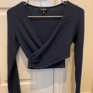 lulus cropped navy wrap top